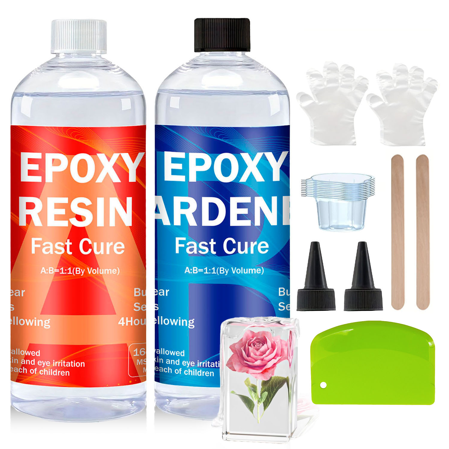 Resin Jewelry Kit - クリアエポキシ樹脂キット 8oz/16oz/32oz 気泡なし 黄変防止 自己水平化 1:1