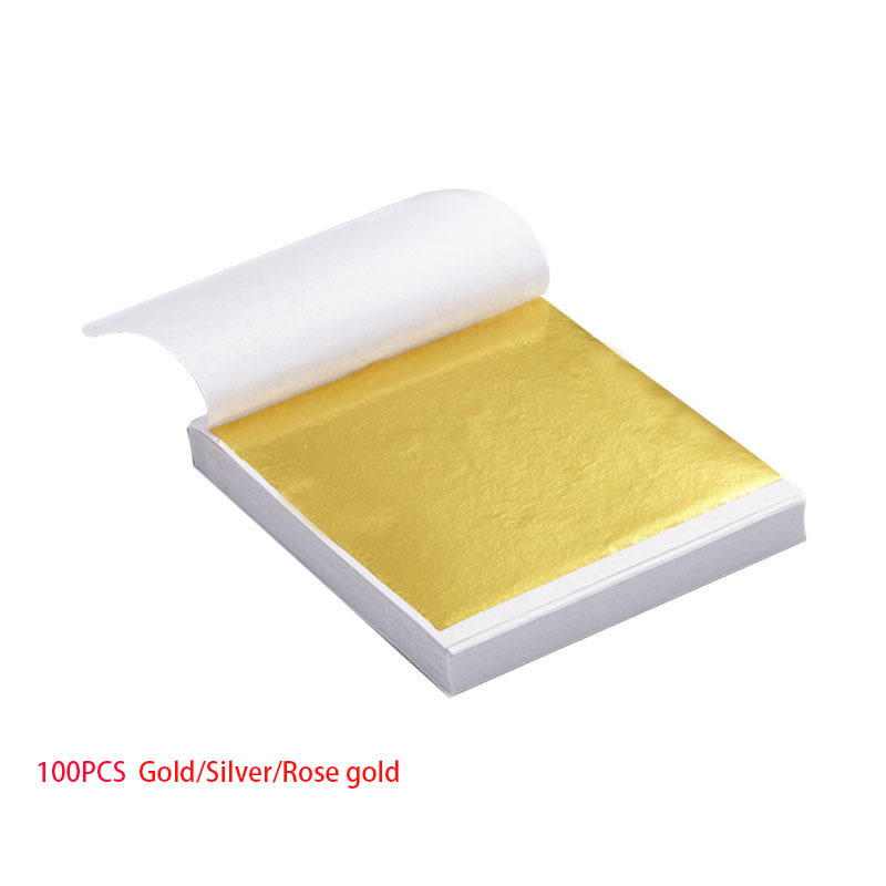 Gold Foil Flakes - 100 個アートクラフトデザイン紙シート実用的な純粋な光沢のあるゴールドシルバーローズゴールド箔金メッキ DIY クラフトパーティーの装飾