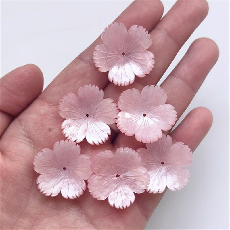 Flower Preservation Resin - 10 ピース/ロット新酢酸模倣シェル 26 ミリメートルピンクフラワービーズキャップ樹脂チャームコネクタ Diy ヘアジュエリーメイキングアクセサリー