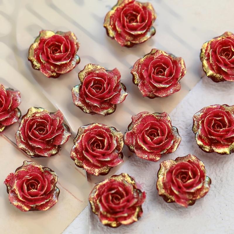 Resin Glitter Pack - 手作りジュエリー作成用のきらめくグラデーションプラスチックフラワー 10 個パック
