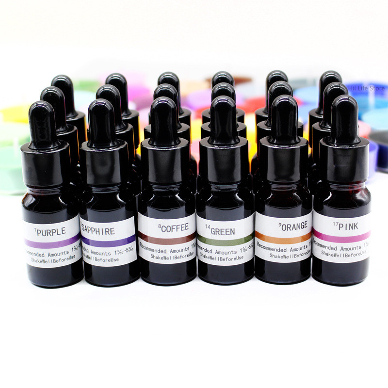 Resin Pigment Set - 10ml液体キャンドル染料高濃度カラー顔料DIY着色料（大豆ワックス、蜜蝋、石鹸、エポキシ樹脂用）