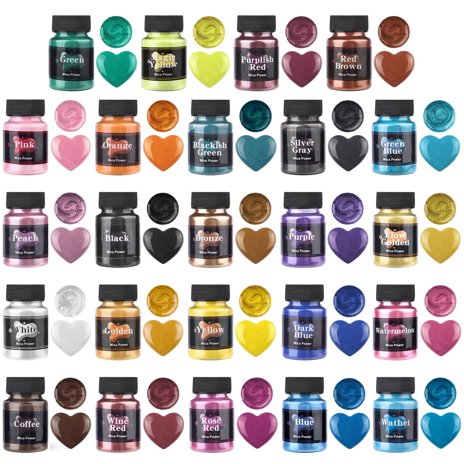 Resin Pigment Set - ジュエリー製造用樹脂充填剤,パールパウダー,顔料,キャンドル着色剤,エポキシ,ミネラルエポキシ,24色,50ml