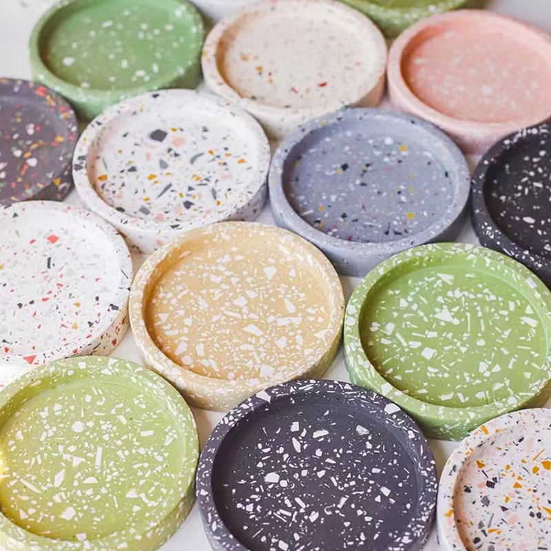 Coaster Mold Round - 丸いトレイセメント型、コンクリート樹脂コースター用シリコン型、小さな楕円形のパレットコースター型、ジュエリーディスプレイトレイ型