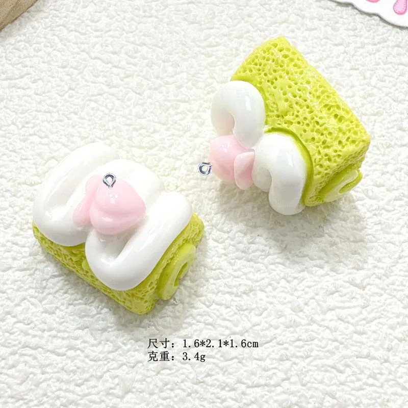 Resin Craft Supplies - 10個入り ミニチュアケーキ型レジンペンダント 可愛いデザートチャーム DIYクラフト用品 イヤリング ネックレス