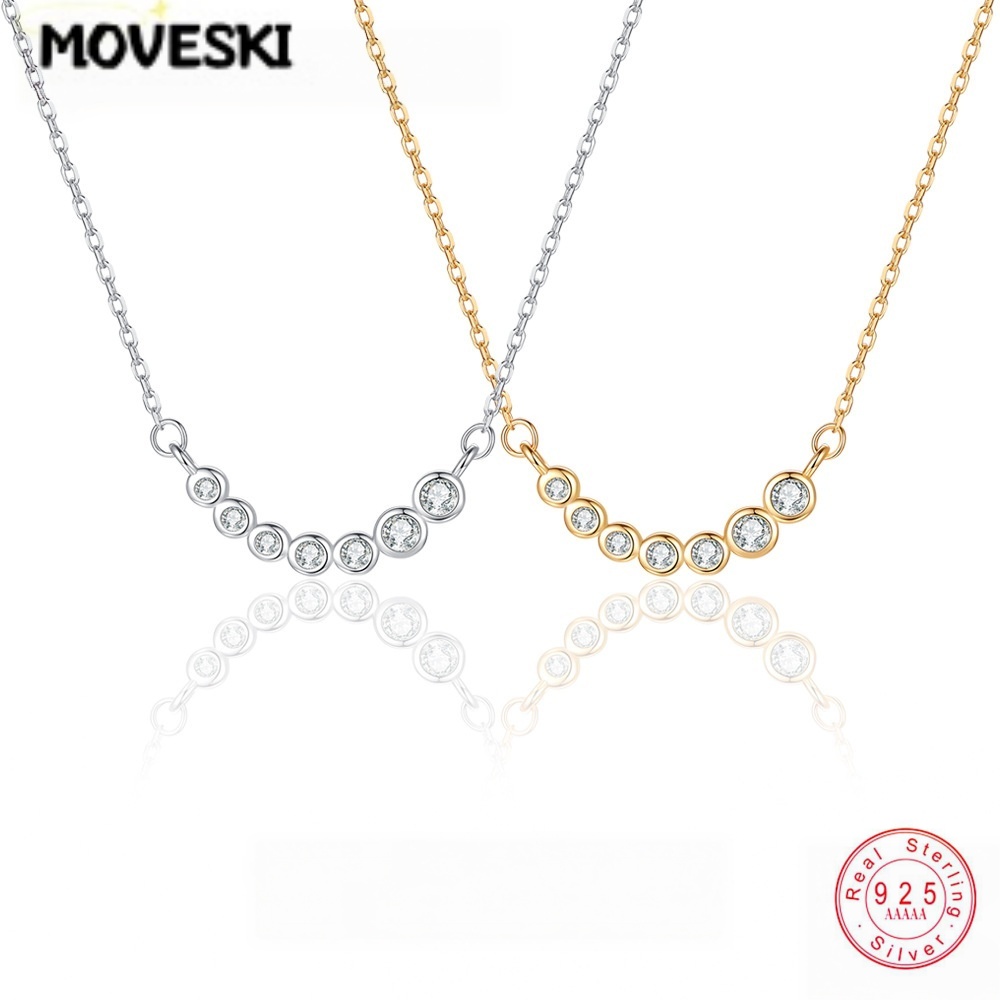 Bezels Set Pendant - MOVESKI ベゼルセット ラウンド モアサナイト スマイル ペンダント
