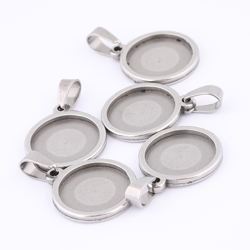 Bezels Set Pendant - 10 個 15 ミリメートルラウンドカボションベース設定ステンレス鋼ベゼルペンダントトレイブランク Diy チャームネックレスジュエリーメイキング