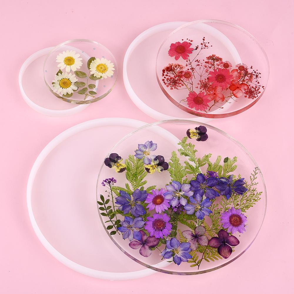Coaster Mold Round - 長方形の円形および正方形のシリコーン型,エポキシ樹脂モールド,手作りの家庭用装飾ツール