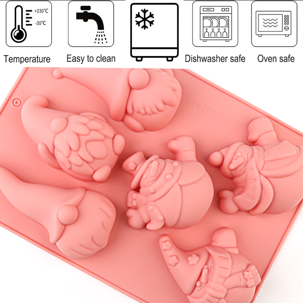 6つの空洞を持つクリスマスノームケーキチョコレートシリコン製 - Resin Craft Ideas のレビューと価格