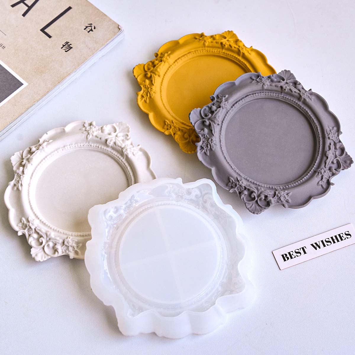ラウンドレリーフ収納トレイシリコンモールドDIY手作り北欧レ - Coaster Mold Round のレビューと価格