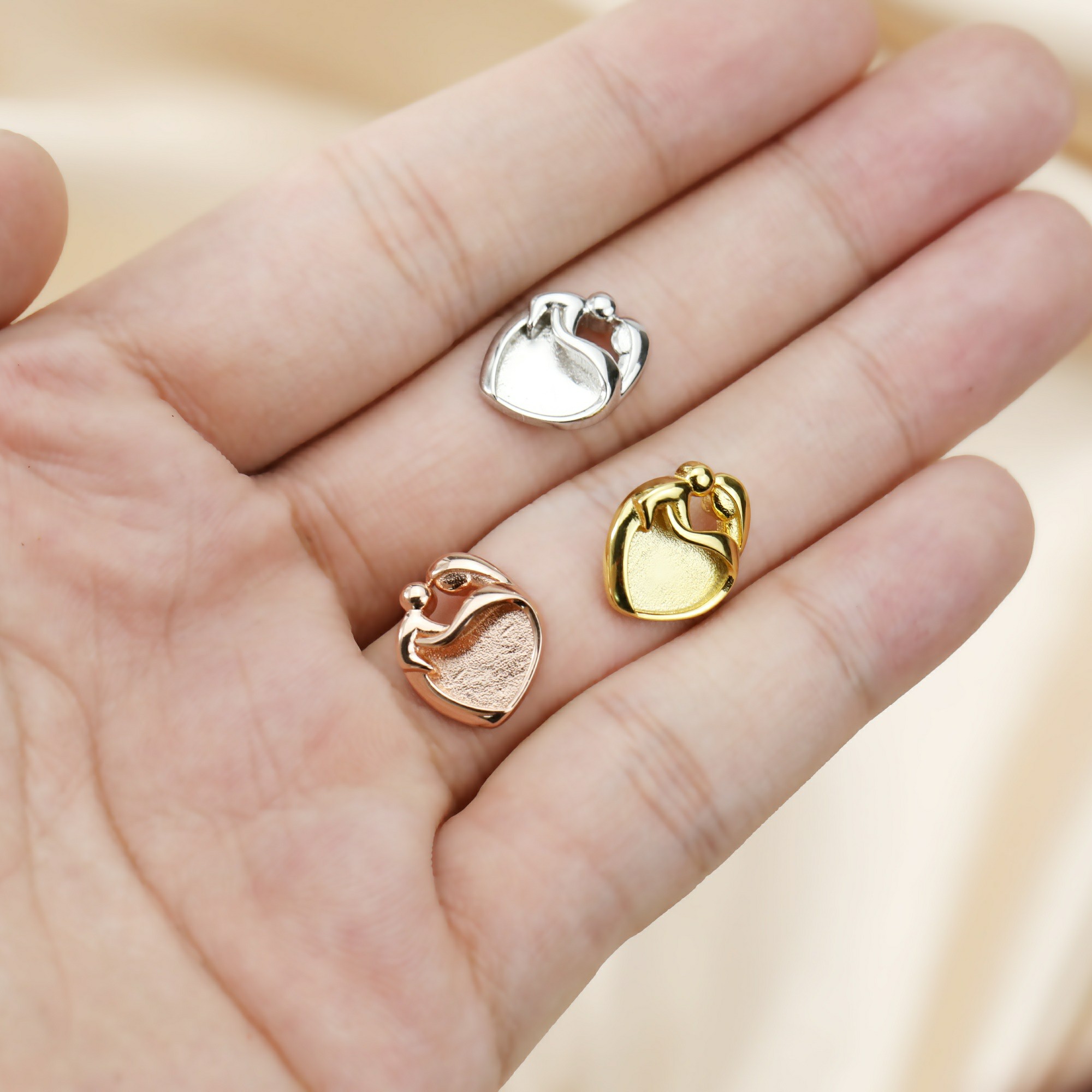 9MMハートベゼルセッティング 母子愛 母乳樹脂 ソリッドバ - Bezels Set Pendant のレビューと価格