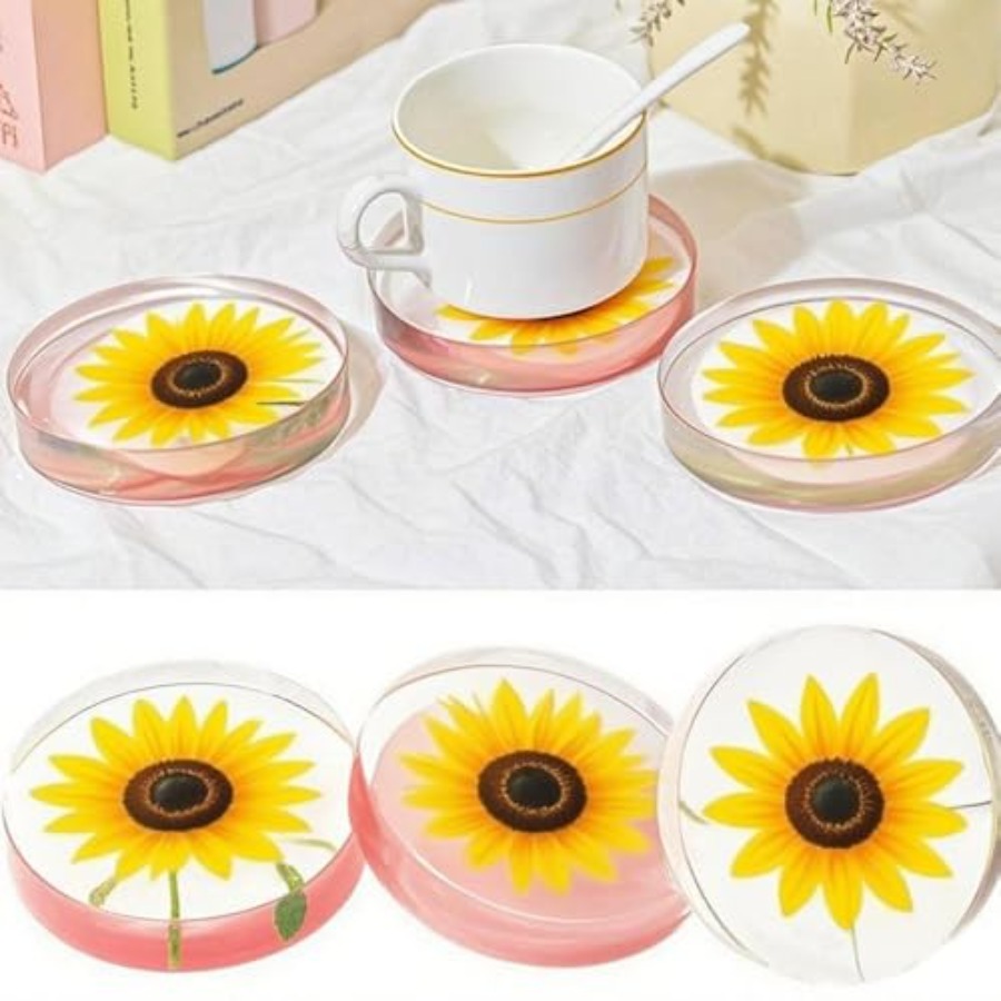 6つの空洞を持つ深い丸型コースターシリコンモールド、エポキシ - Flower Preservation Resin のレビューと価格