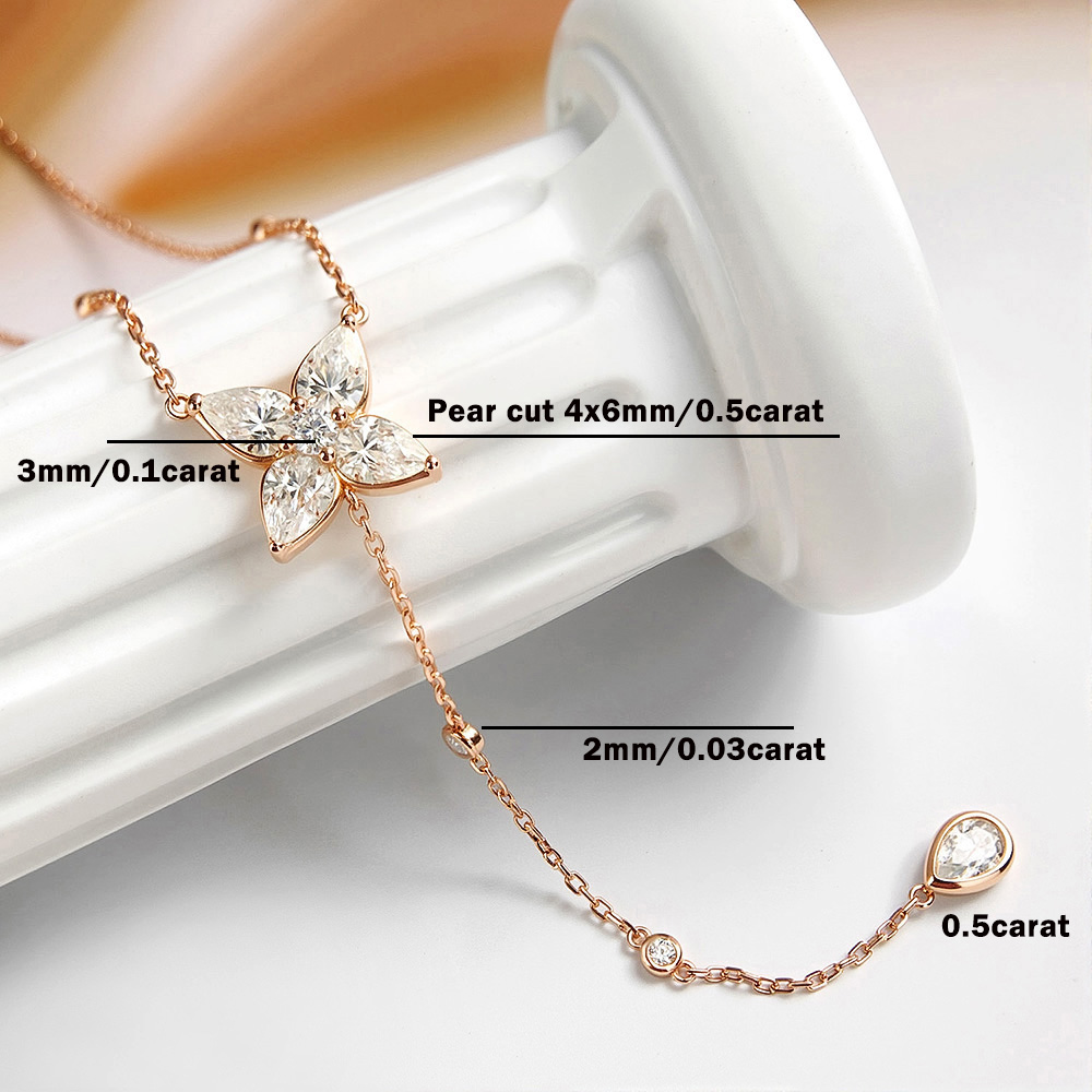 洋梨型/ラウンドベゼルセット モアサナイト ラリエットペンダ - Bezels Set Pendant のレビューと価格