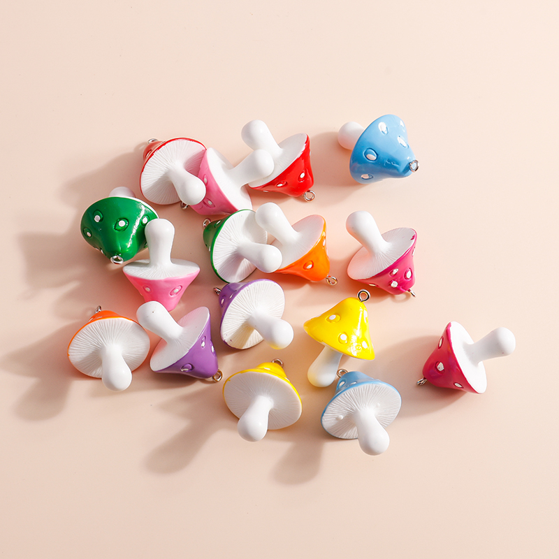 樹脂製の漫画のキノコの形をしたかわいいイヤリング,カラフルな - Flower Preservation Resin のレビューと価格