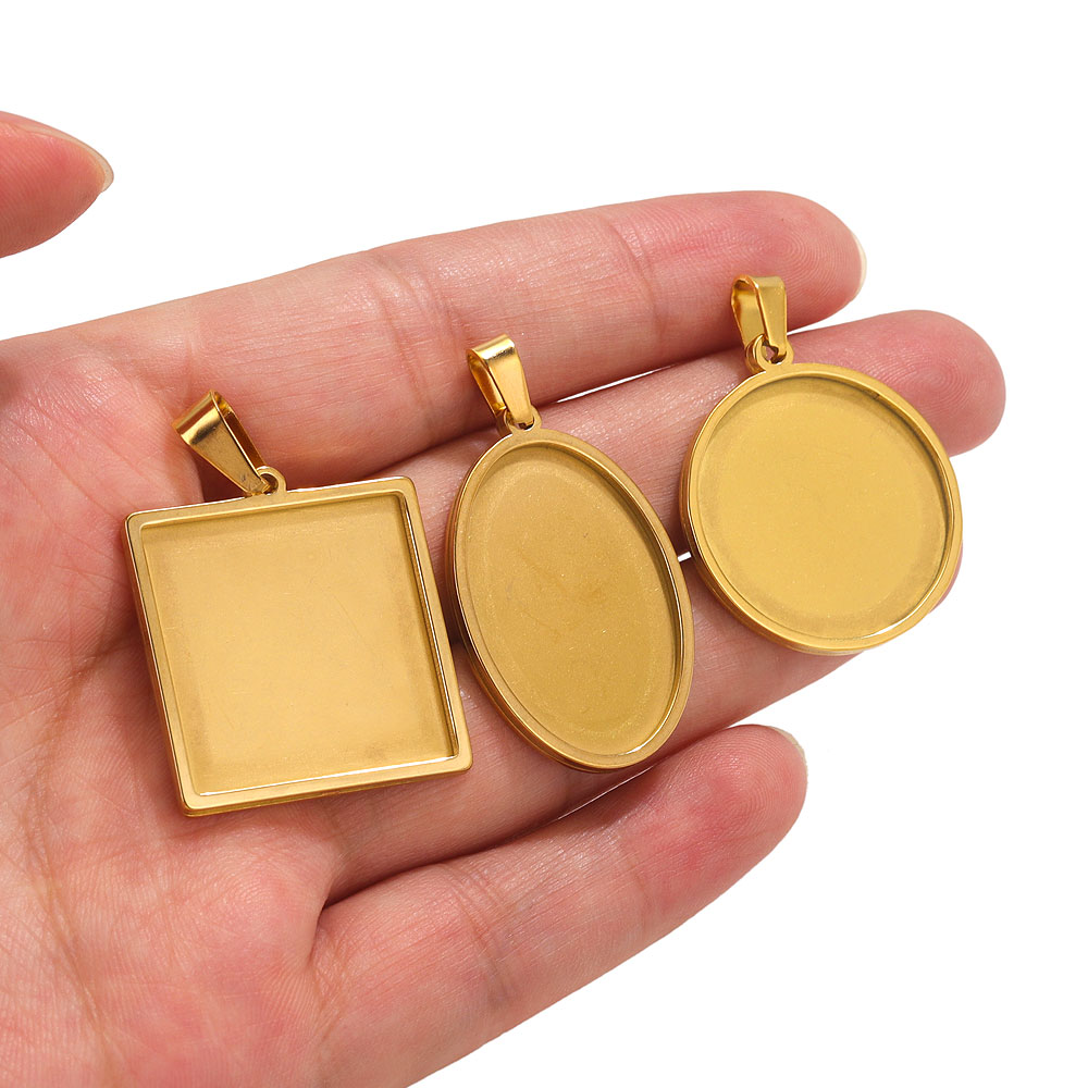 ステンレス鋼のペンダント,ベーストレイ,空のベゼル,カメオの - Bezels Set Pendant のレビューと価格