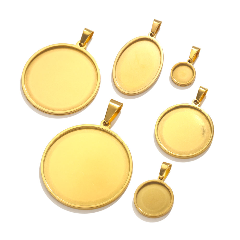 ステンレス鋼のペンダント,ベーストレイ,空のベゼル,カメオの - Bezels Set Pendant のレビューと価格
