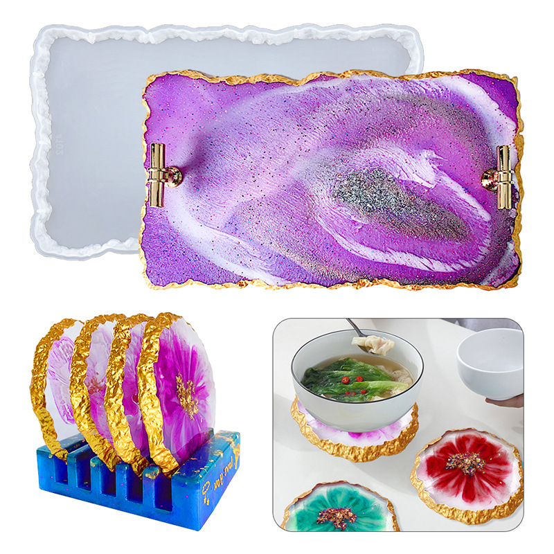 DM413 Drusy コースター樹脂モールドジオードエポキ - Serving Tray Mold のレビューと価格