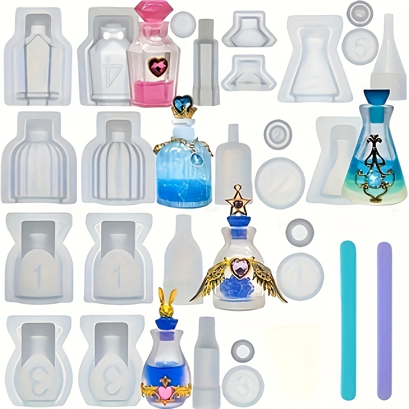 5個セットの香水瓶型レジンシリコンモールド。レジンキャスティ - Resin Jewelry Kit のレビューと価格