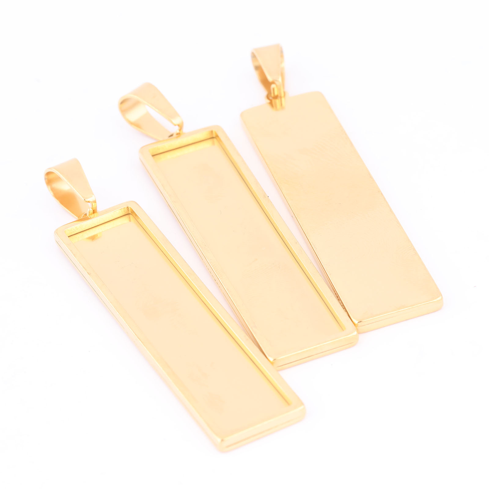 5 個ステンレス鋼ゴールドメッキ 10 × 50 ミリメート - Bezels Set Pendant のレビューと価格
