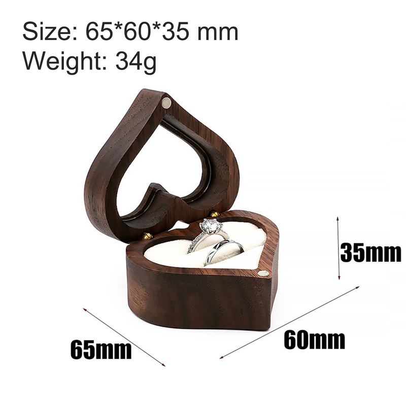 1 個ハートクルミ木製リングボックスプロポーズ婚約指輪ホルダ - Wood Ring Blank のレビューと価格