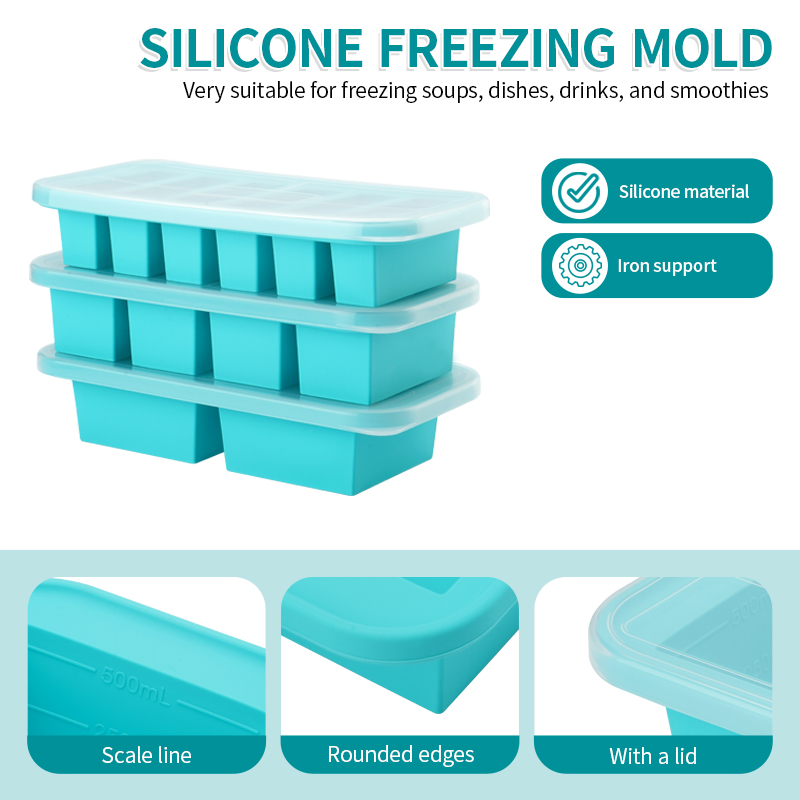 蓋付きシリコン製冷凍トレイ型（2個または3個）、保存容器、ス - Serving Tray Mold のレビューと価格