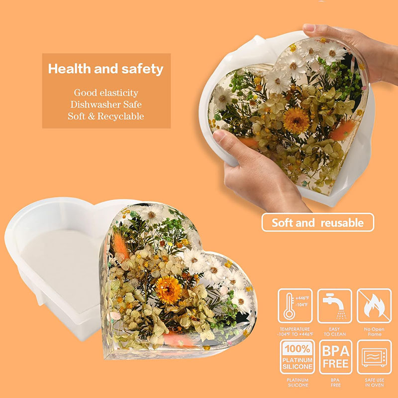 大きなハートエポキシ樹脂型花の保存 DIY ブックエンドウェ - Flower Preservation Resin のレビューと価格