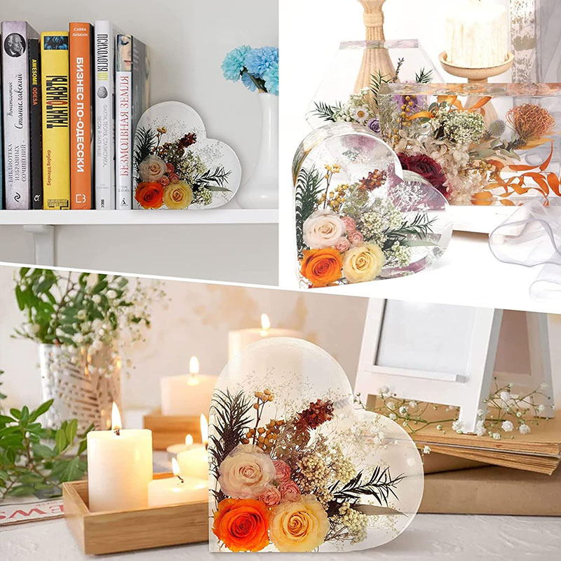 大きなハートエポキシ樹脂型花の保存 DIY ブックエンドウェ - Flower Preservation Resin のレビューと価格