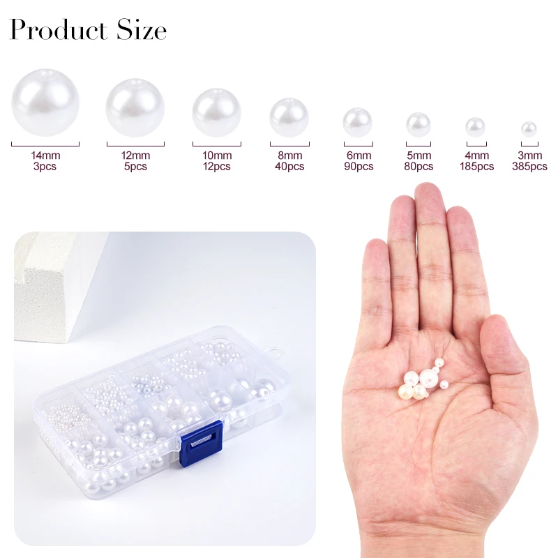 800個入り人工フェイクパール樹脂ビーズキット、丸型パールビ - Resin Craft Kit のレビューと価格