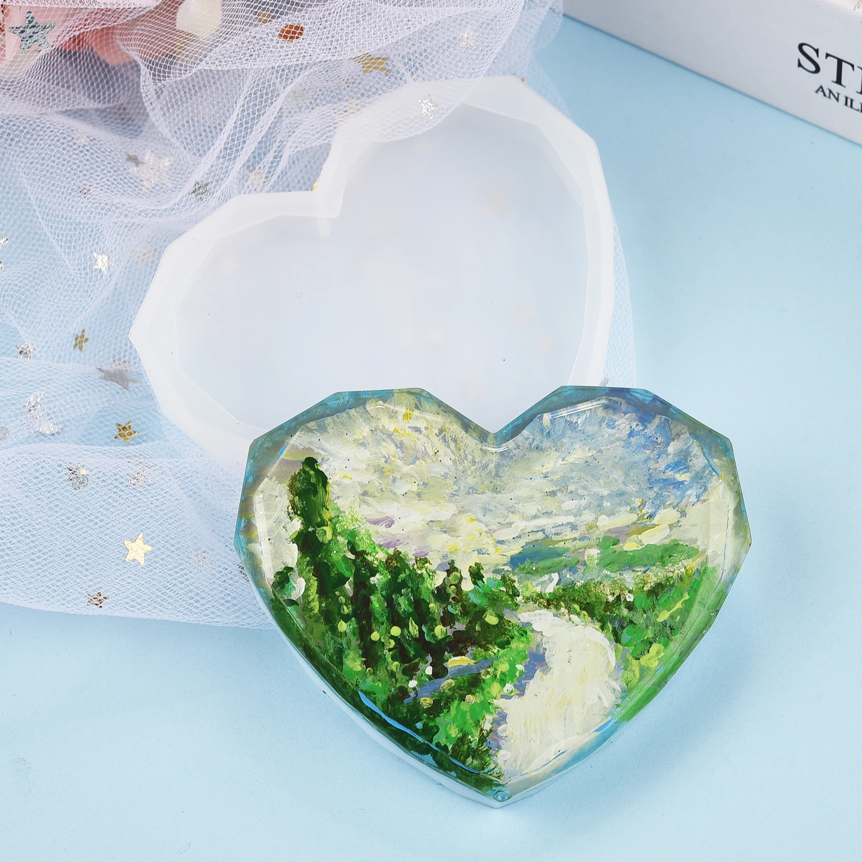樹脂コースターシリコンモールド鋳造ラウンドハート型モールド  - Coaster Mold Round のレビューと価格