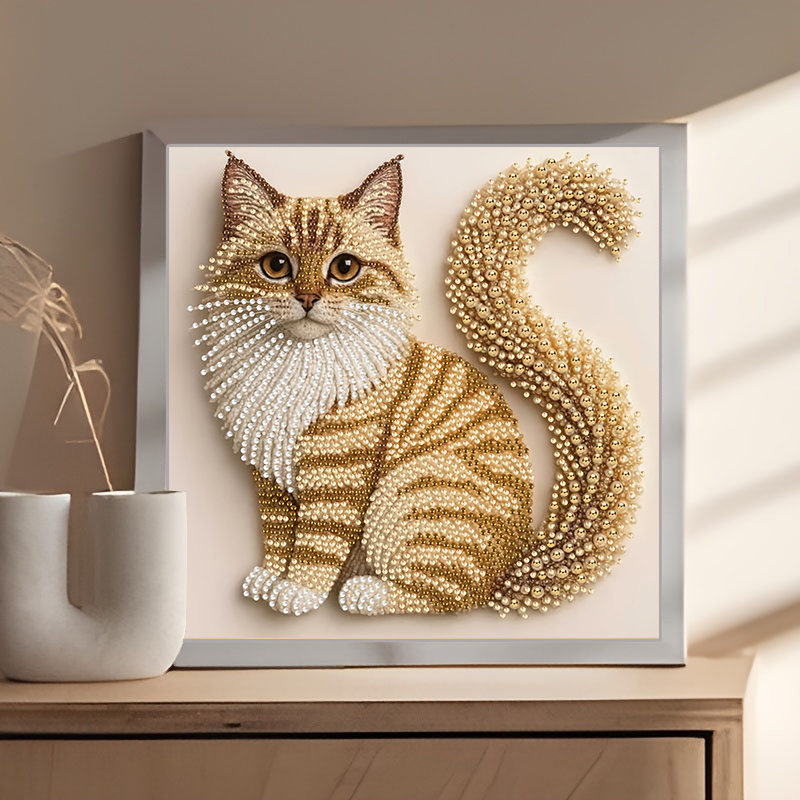 5Dダイヤモンドペインティングセット、ふわふわ猫のダイヤモン - Resin Craft Kit のレビューと価格
