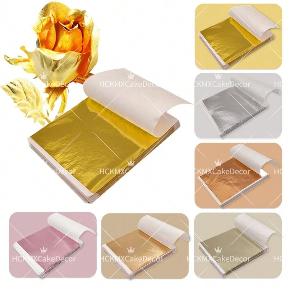 100枚入り 模造金箔シート マルチカラー メタリック箔紙  - Gold Foil Flakes のレビューと価格