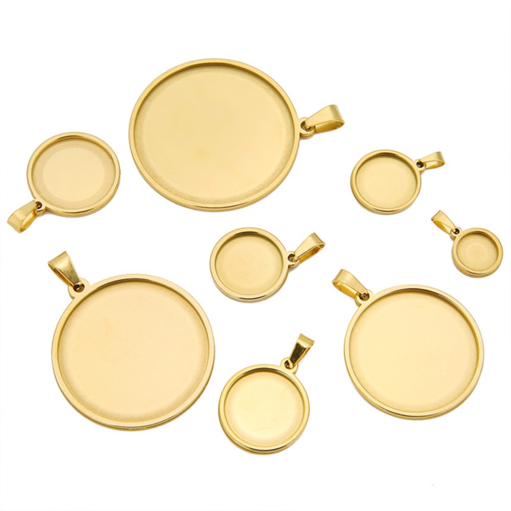 ステンレス鋼の丸いカボション,カメオの基本設定,空の眼鏡,日 - Bezels Set Pendant のレビューと価格
