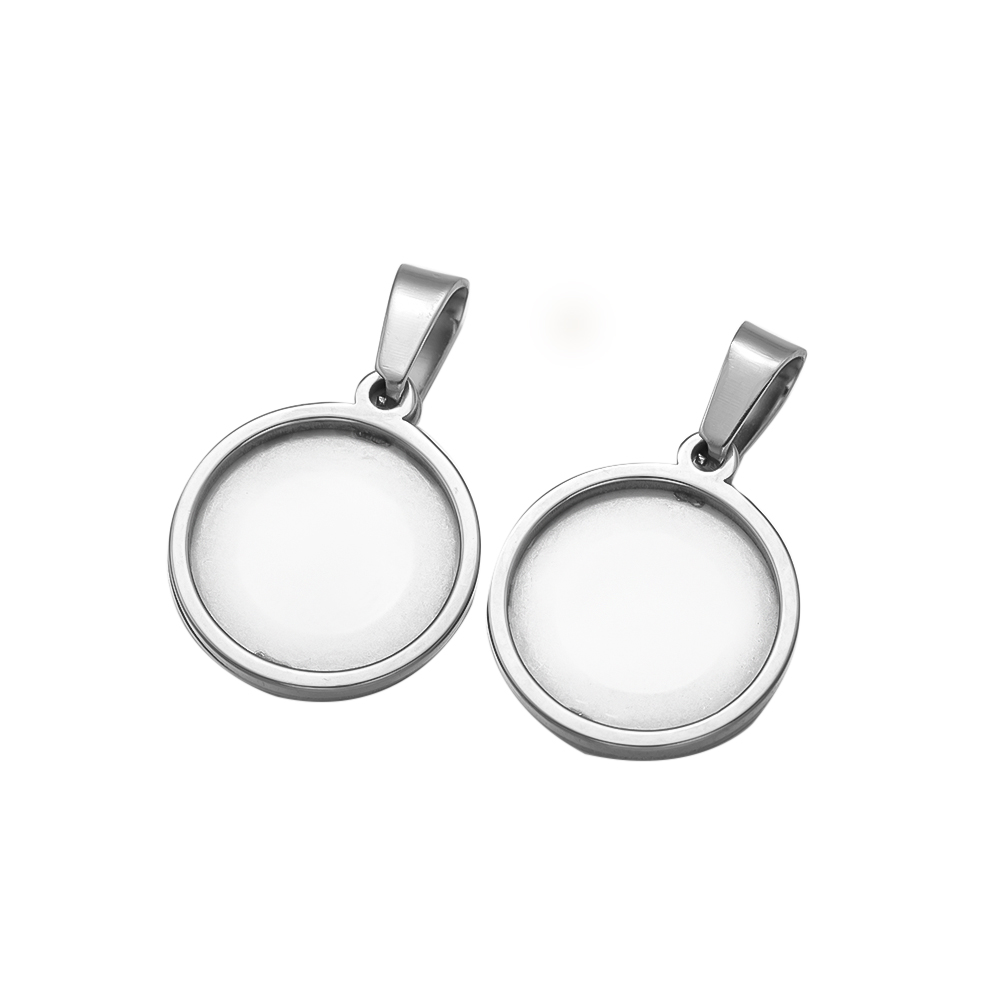 ステンレス鋼の丸いカボション,カメオの基本設定,空の眼鏡,日 - Bezels Set Pendant のレビューと価格