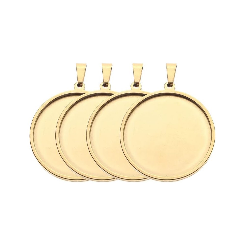 ステンレス鋼の丸いカボション,カメオの基本設定,空の眼鏡,日 - Bezels Set Pendant のレビューと価格