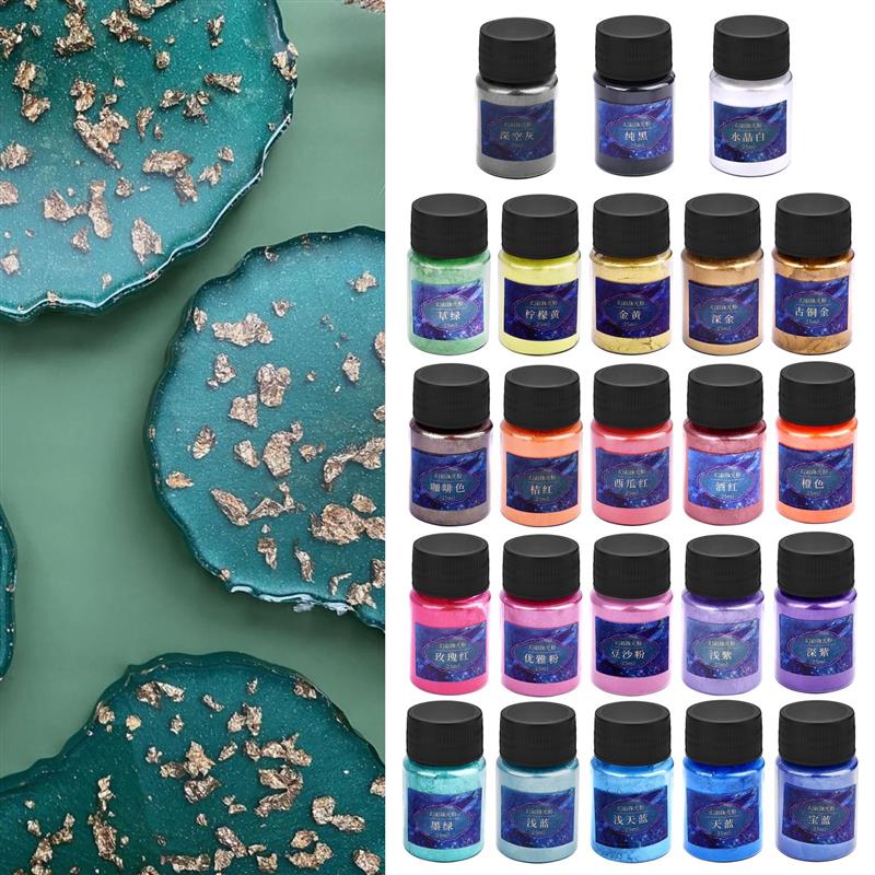 24色エポキシ樹脂染料雲母粉粉末顔料セット樹脂マイカ真珠光沢 - Resin Pigment Set のレビューと価格