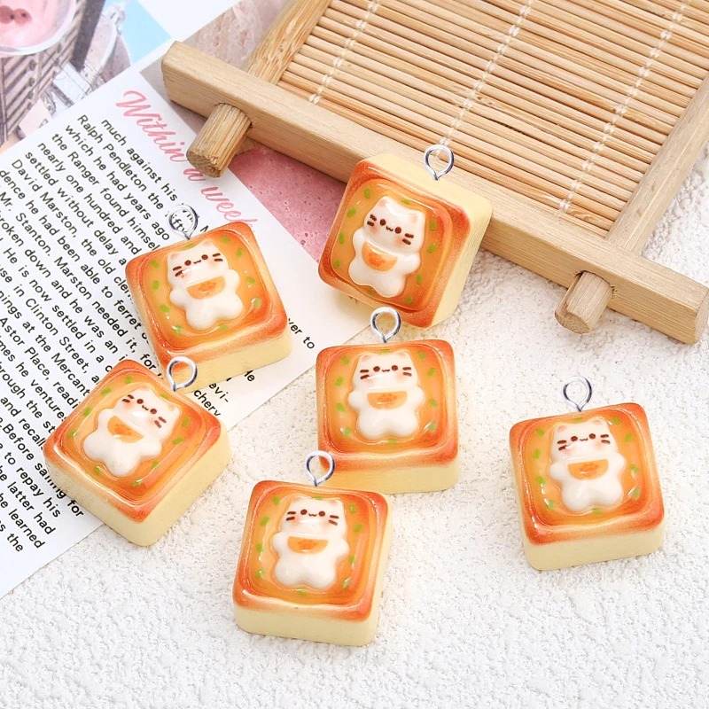 10個入り カワイイ猫トーストパン レジンチャーム ラブリー - Resin Crafts Diy のレビューと価格