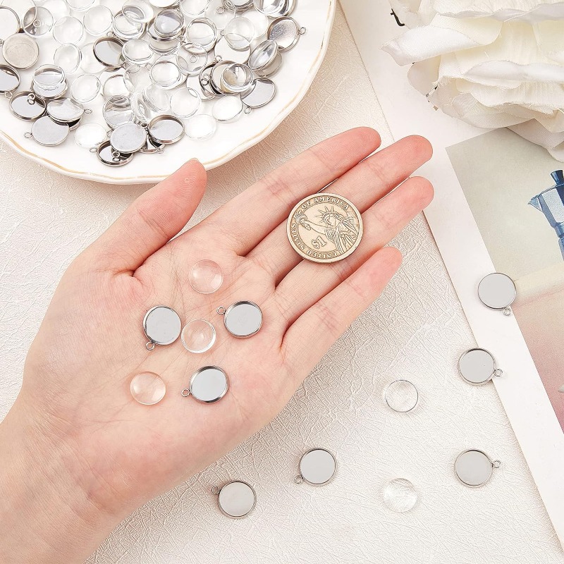 ペンダントカボションジュエリーセットステンレス鋼ベゼル、クリ - Bezels Set Pendant のレビューと価格